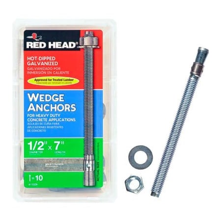 Itw Trubolt Wedge Anchor, 1/2" Dia., 7" L, Steel Hot Dipped Galvanized 50506